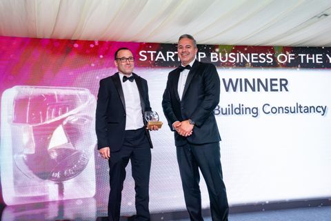 Joel MacDonald receiving the Start Up Business of the Year award on stage at the Isle of Wight Chamber of Commerce Business Awards 2026